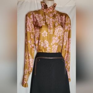 The Gigi Luna Ruffle Silk Floral Blouse